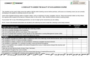 A free five page PDF checklist to assess the quality of an e-learning course